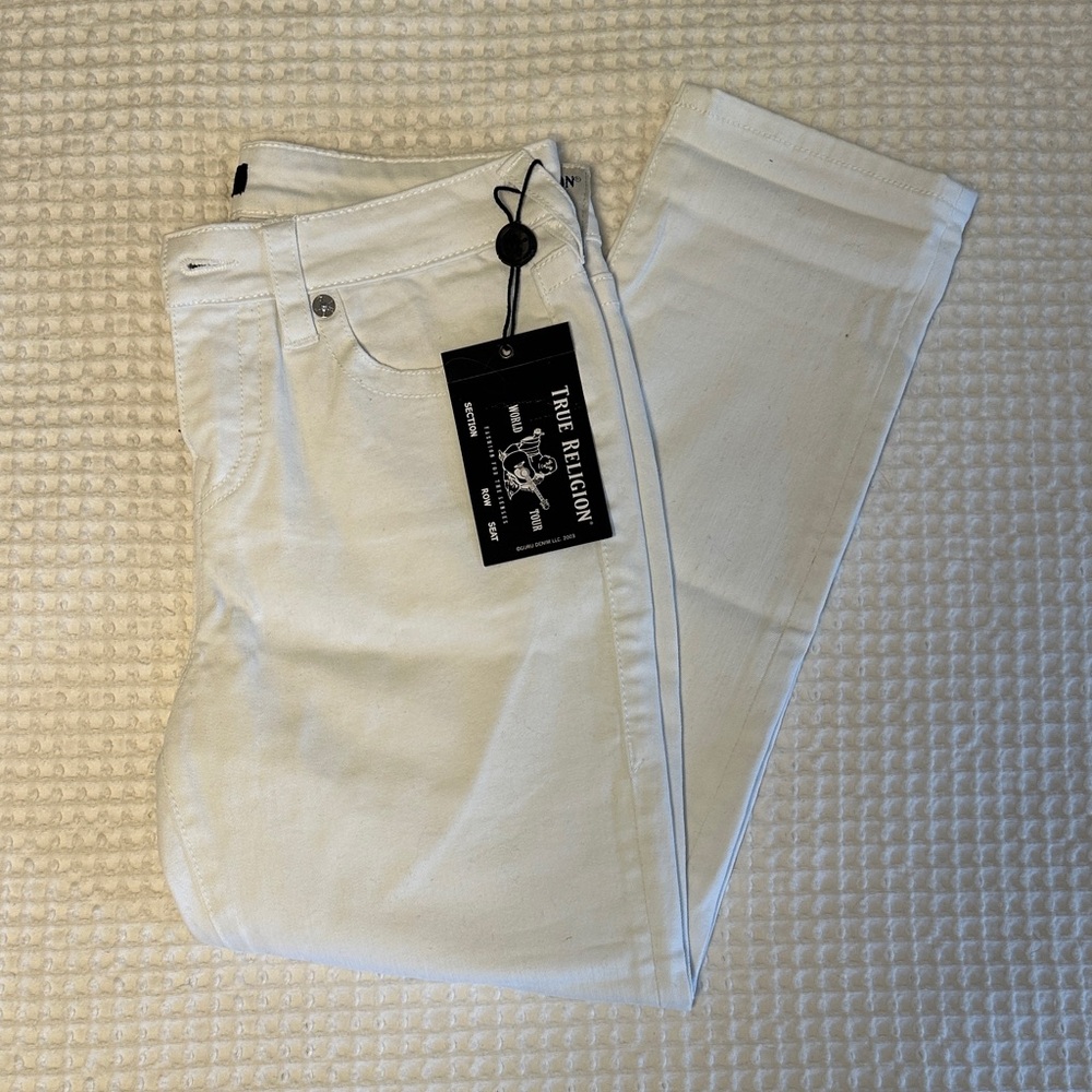 True Religion Women's White Straight Leg Jeans